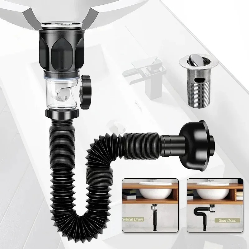 AliExpress Flip Stainless Steel Wall Sink Drainage Pipe, view 2