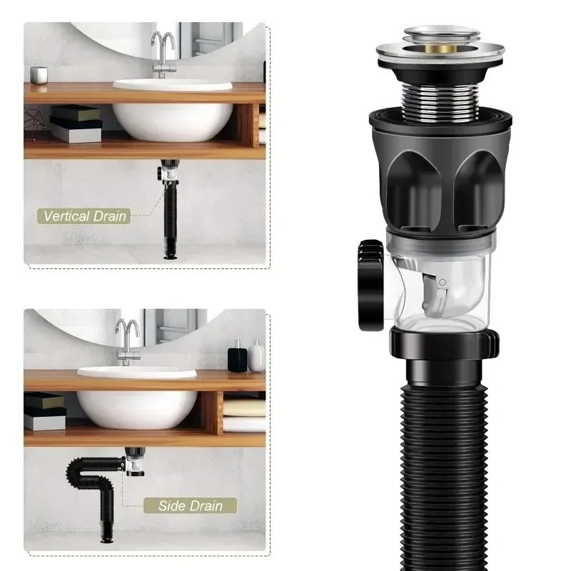 AliExpress Flip Stainless Steel Wall Sink Drainage Pipe, view 3