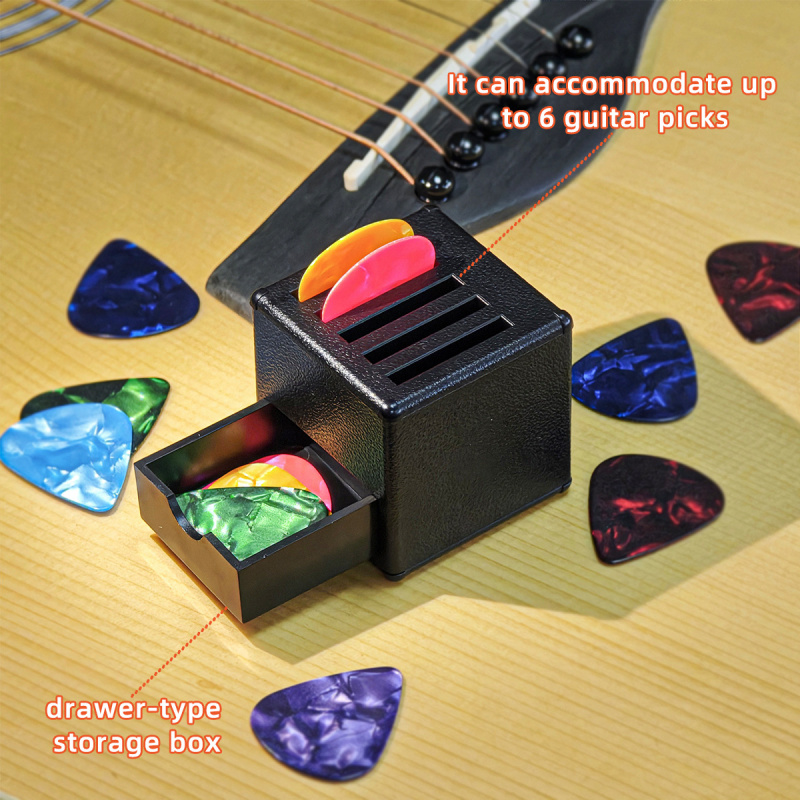 AliExpress Universal Guitar Pick Holder Case Box Portable Portable Pick Container Storage Take With 7 Picks Guitar Accessories Perfect Gift, view 3