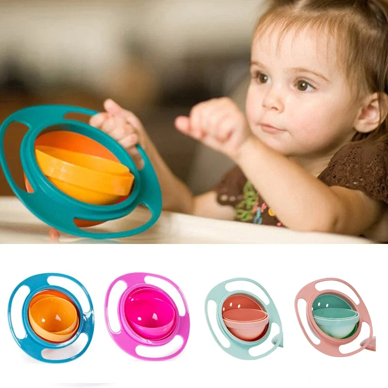 AliExpress Universal Gyro Bowl Children Rotary Balance Novelty Gyro 360 Rotate Spill Proof Feeding Dishes Baby Training Rotary Balance Toy