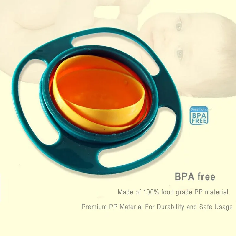 AliExpress Universal Gyro Bowl Children Rotary Balance Novelty Gyro 360 Rotate Spill Proof Feeding Dishes Baby Training Rotary Balance Toy, view 2