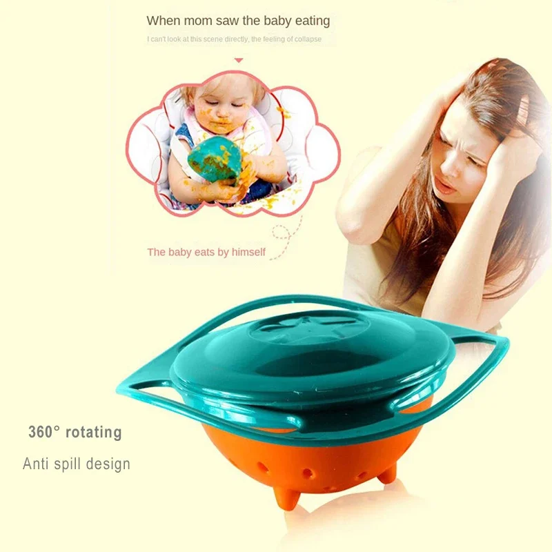 AliExpress Universal Gyro Bowl Children Rotary Balance Novelty Gyro 360 Rotate Spill Proof Feeding Dishes Baby Training Rotary Balance Toy, view 4