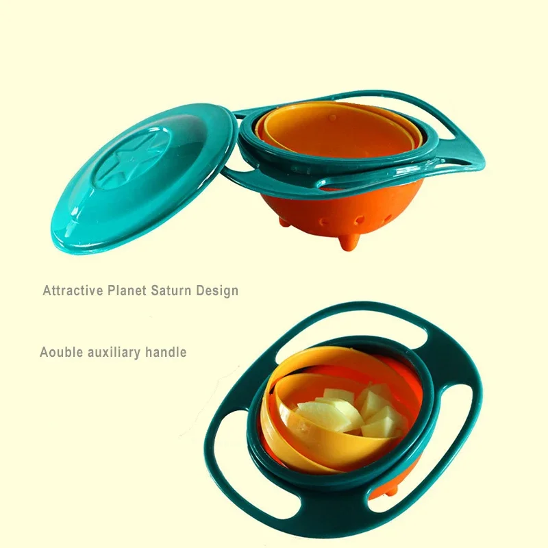 AliExpress Universal Gyro Bowl Children Rotary Balance Novelty Gyro 360 Rotate Spill Proof Feeding Dishes Baby Training Rotary Balance Toy, view 5