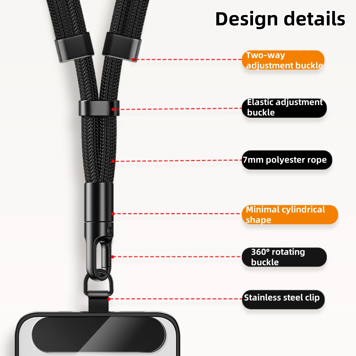 AliExpress Adjustable Phone Lanyard with Clip, view 3