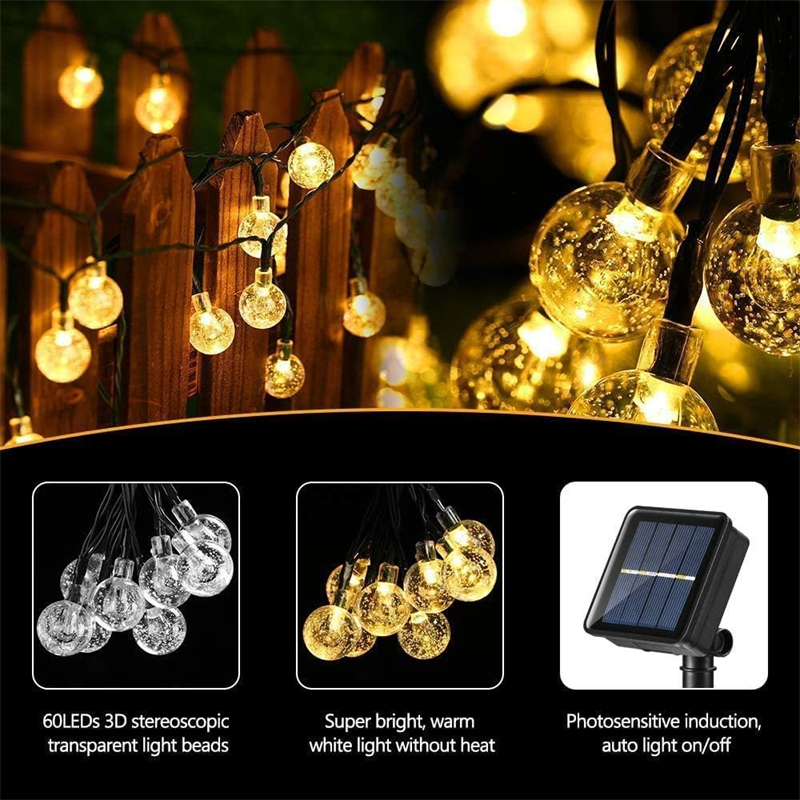 AliExpress 60-LED Solar Crystal Globe String Lights, view 5
