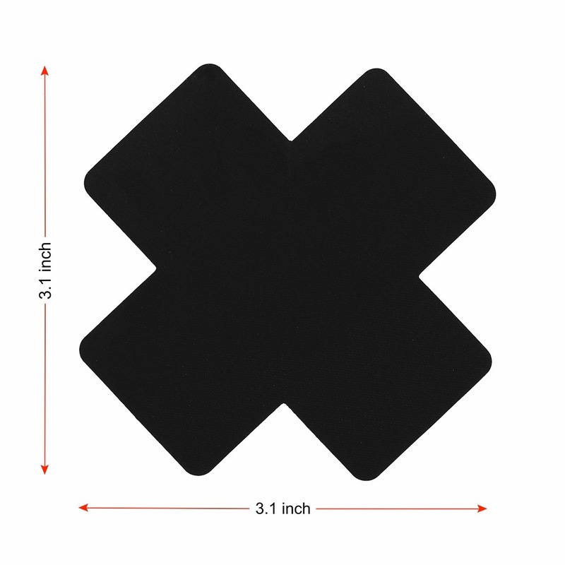AliExpress US STOCK 20pcs Black Women Cross Shape Self-Adhesive Disposable Satin Nipple Cover Breast Pasties Stickers for strapless Clothes, view 2