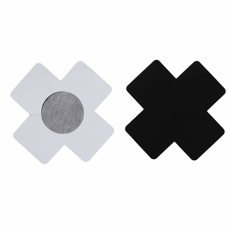 AliExpress US STOCK 20pcs Black Women Cross Shape Self-Adhesive Disposable Satin Nipple Cover Breast Pasties Stickers for strapless Clothes, view 5