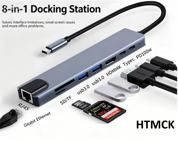 AliExpress 8-in-1 USB-C Hub with 4K HDMI and RJ45, view 2