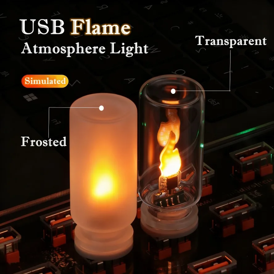 AliExpress USB Flickering Flame LED Glass Candle Night Light, view 2
