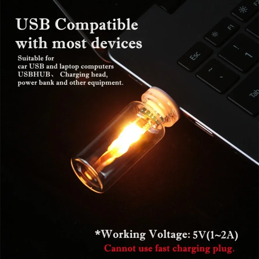 AliExpress USB Flickering Flame LED Glass Candle Night Light, view 5