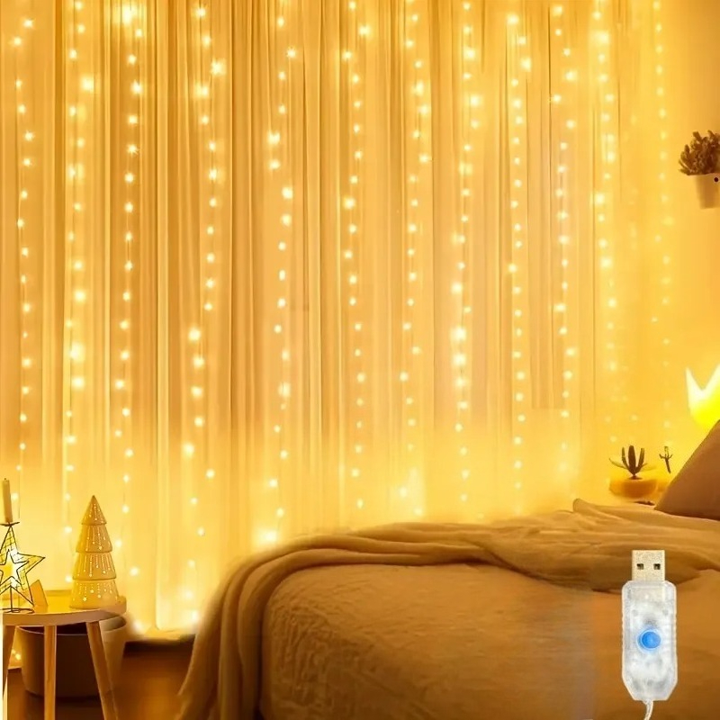AliExpress USB LED Curtain Light Indoor Fairy Tale Curtain Light Suitable for Bedroom Background Window Wall Holiday Lighting Decoration, view 2