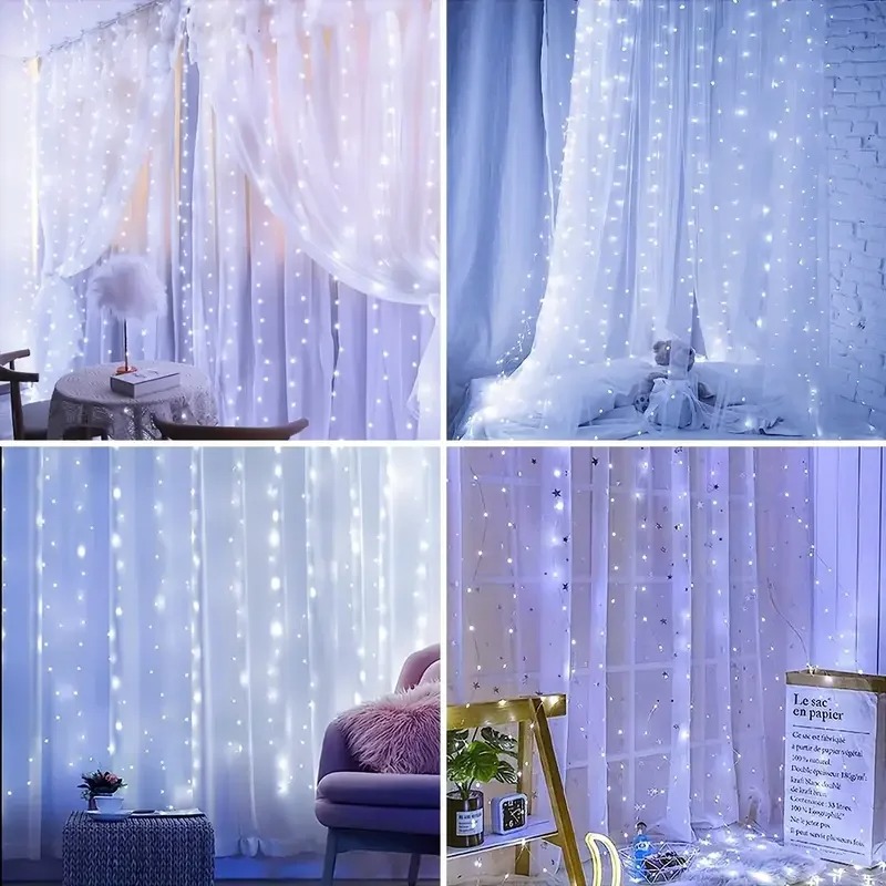 AliExpress USB LED Curtain Light Indoor Fairy Tale Curtain Light Suitable for Bedroom Background Window Wall Holiday Lighting Decoration, view 5