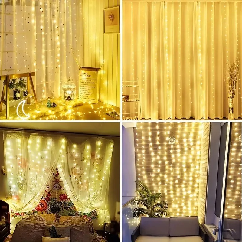 AliExpress USB LED Curtain Light Indoor Fairy Tale Curtain Light Suitable for Bedroom Background Window Wall Holiday Lighting Decoration, view 6