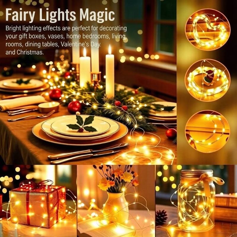 AliExpress USB LED String Lights 8 Modes with Remote Control Fairy Lights for Christmas Tree Wedding Party Home Decoration, view 6