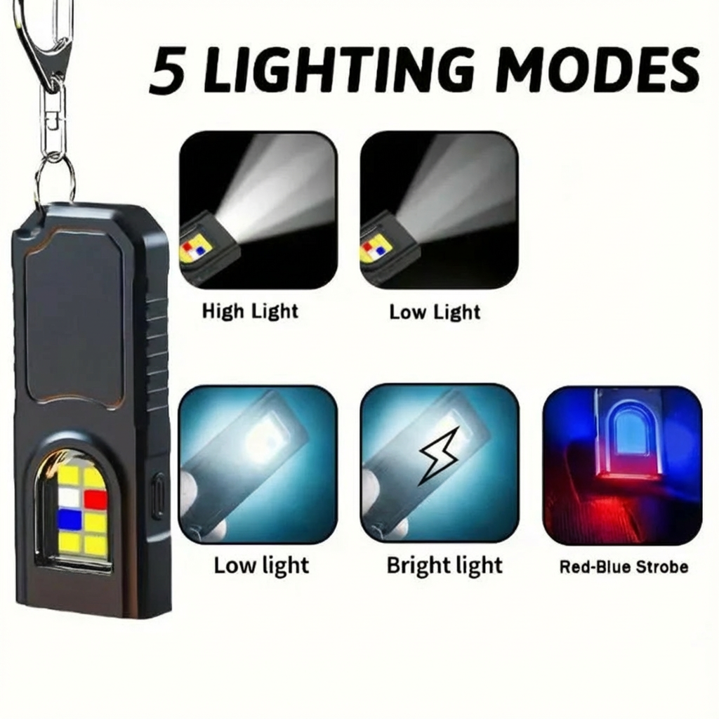 AliExpress USB-Rechargeable Keychain Flashlight with COB Light, view 3