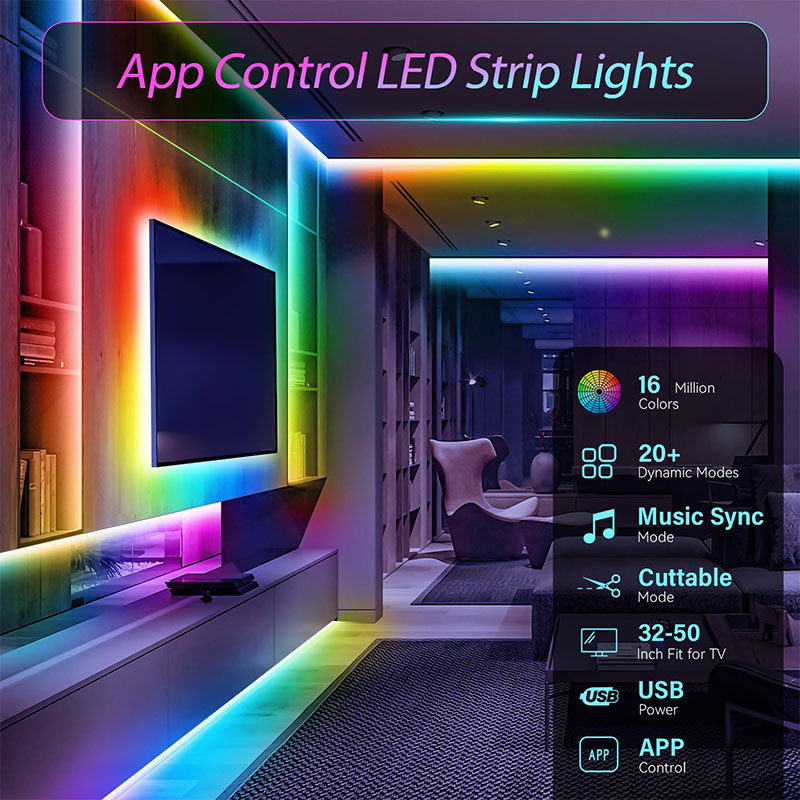 AliExpress USB RGB LED Tape 5V Flexible Strip Bluetooth Control Self Adhesive Diode Lamp For TV Background Festival DIY Decoration Lights, view 2