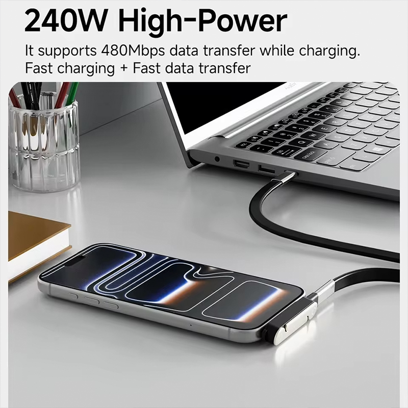 AliExpress Flat USB-C Charging Cable with Foldable Phone Stand, view 6