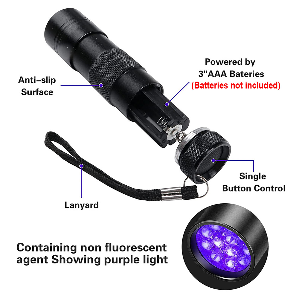 AliExpress 12-LED 395 nm UV Blacklight Flashlight, view 5