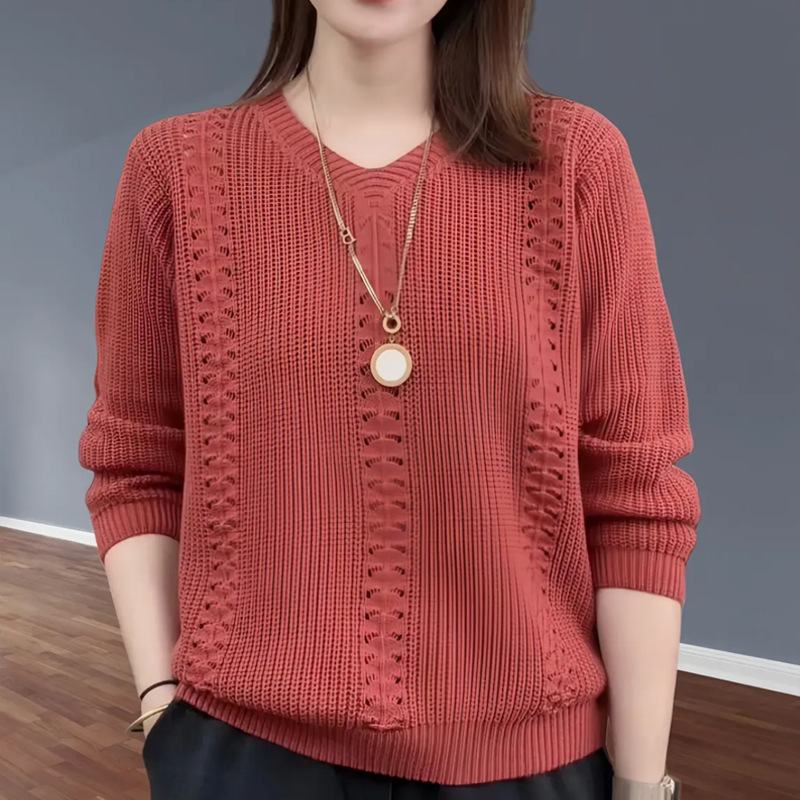 AliExpress V-neck Knitted Sweater Autumn Popular Women's Clothing Foreign Style Inside with Solid Color Bottoming Shirt Top Jumpe Homme
