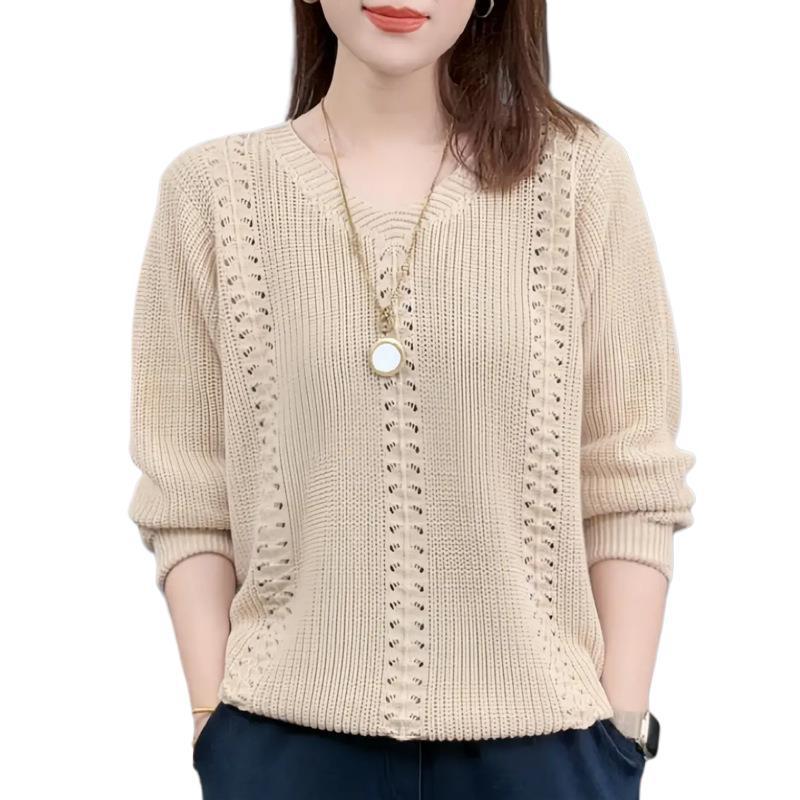 AliExpress V-neck Knitted Sweater Autumn Popular Women's Clothing Foreign Style Inside with Solid Color Bottoming Shirt Top Jumpe Homme, view 5
