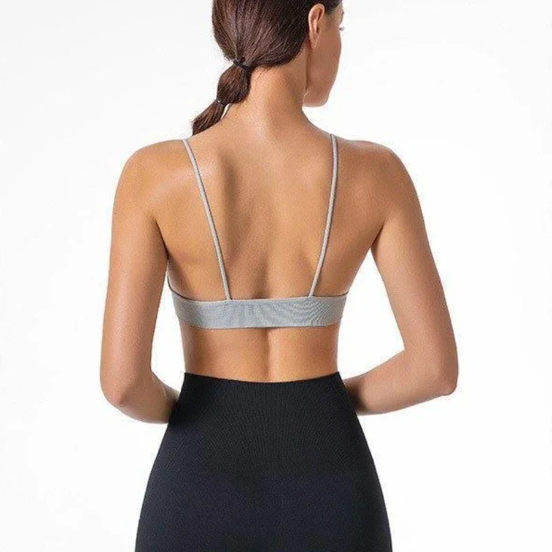 AliExpress V Neck Seamless Triangle Cup Bra Camisole Underwear Wrapped Chest Women S M L Breathable Gather Up Sports Fitness Yoga Casual, view 4