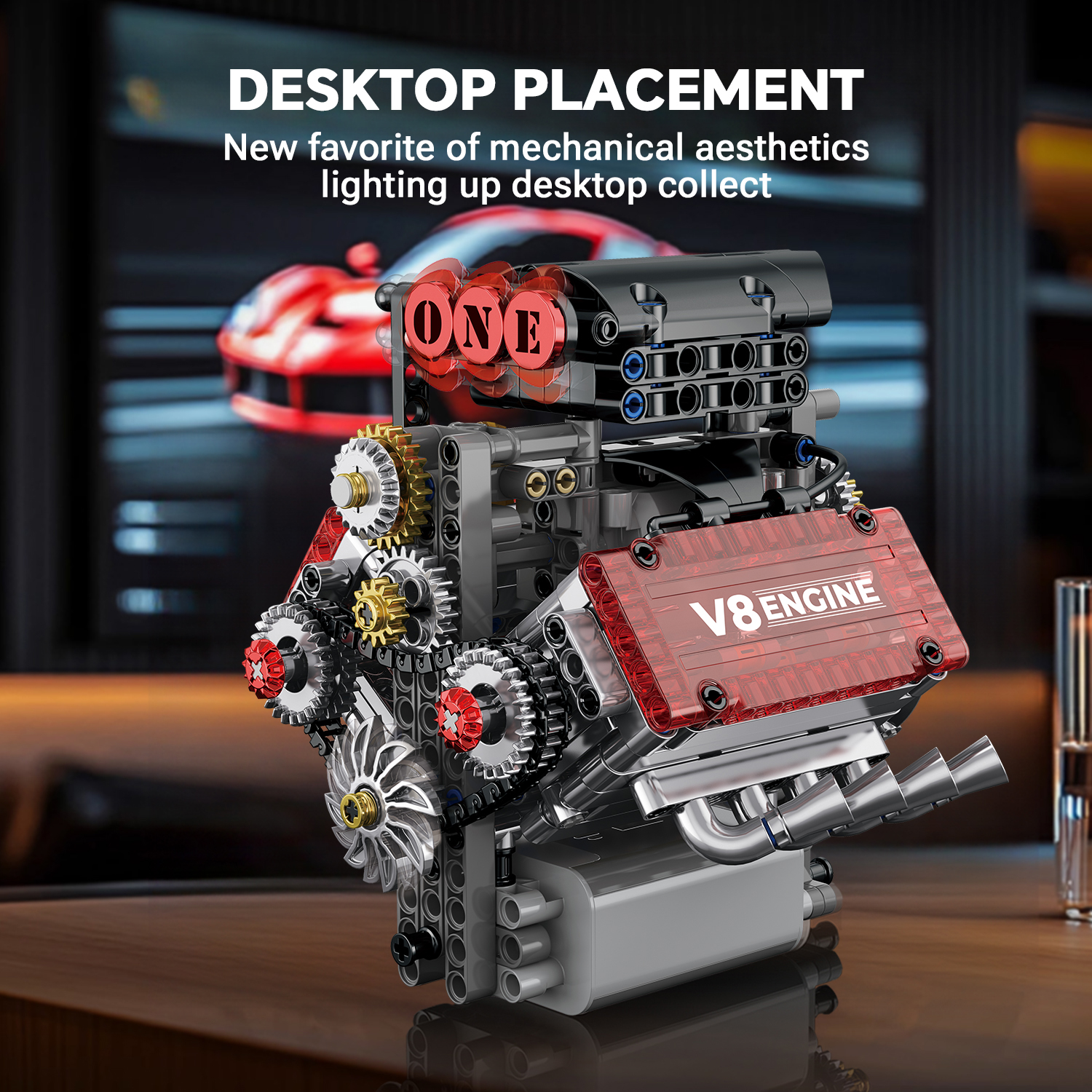 AliExpress V8 Engine MOC Building Blocks Mechanical Assembly STEM Educational Toy For Teens Collectors, view 3