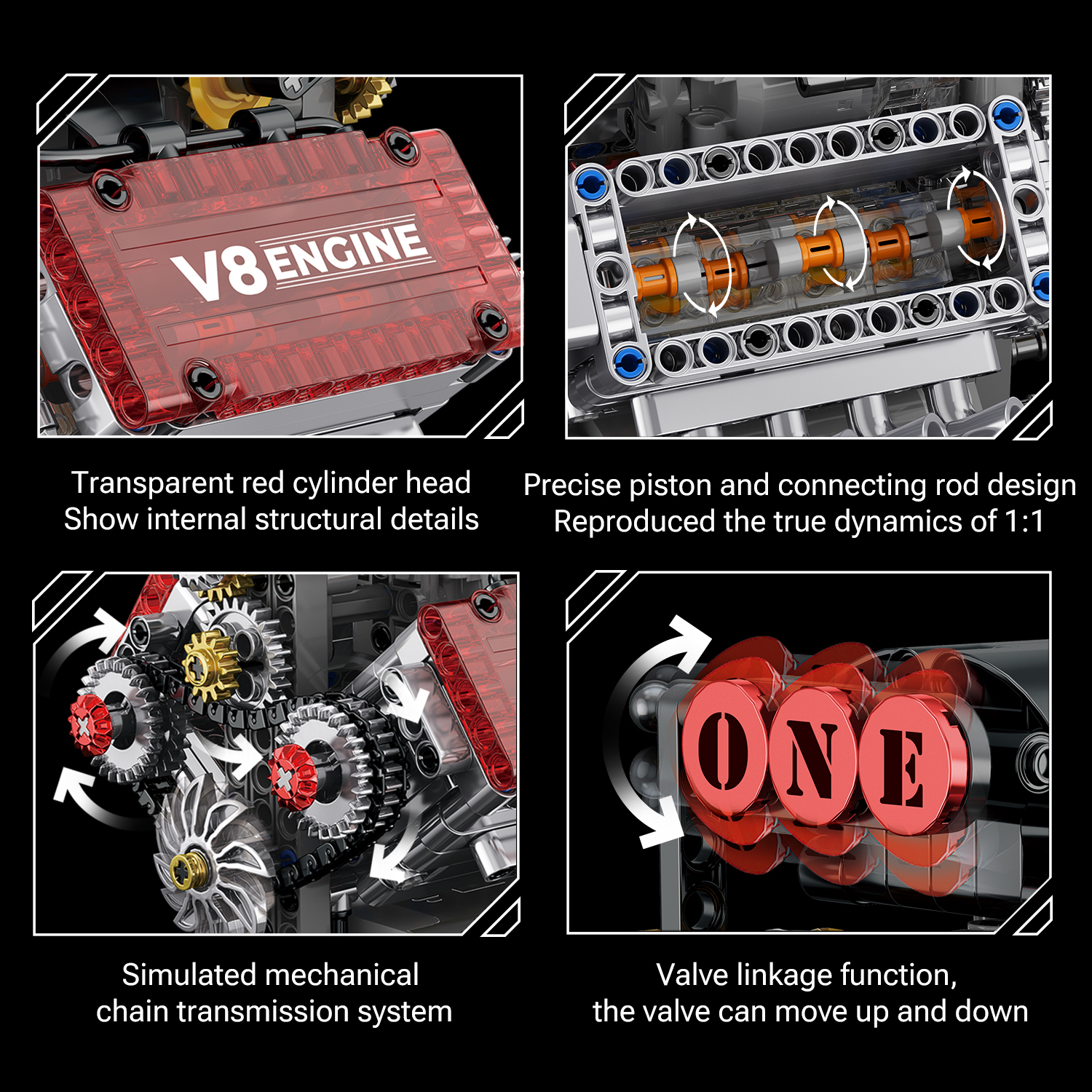 AliExpress V8 Engine MOC Building Blocks Mechanical Assembly STEM Educational Toy For Teens Collectors, view 5