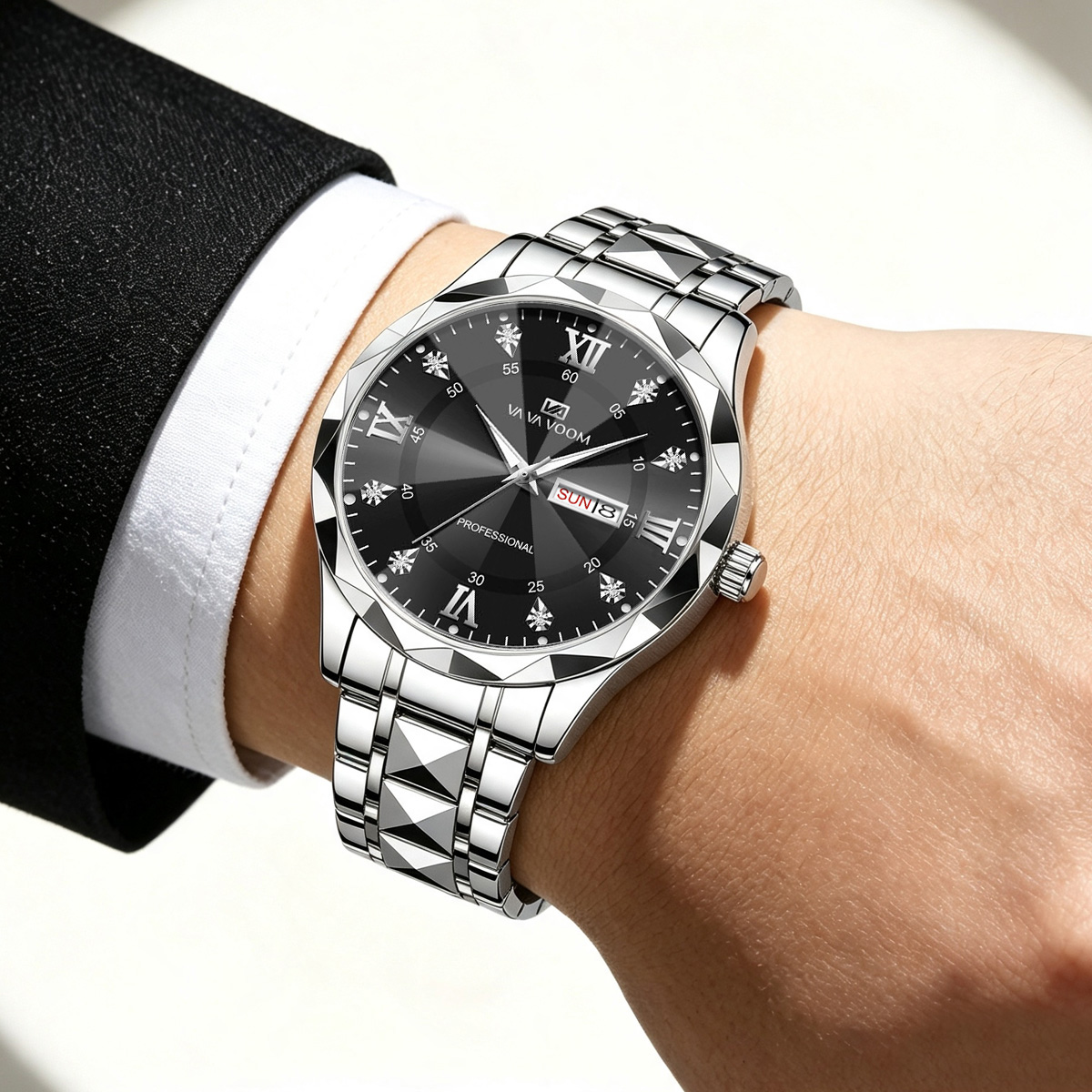 AliExpress VA VA VOOM Men's 41mm Rhinestone Quartz Watch, view 4