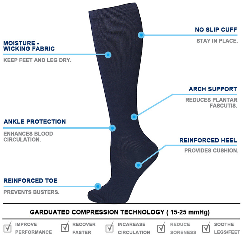 AliExpress Varicose Veins Compression Socks Fit For Golf Rugby Running Hiking Sports For Anti Fatigue Driving Travel Flight Women Men Socks, view 3
