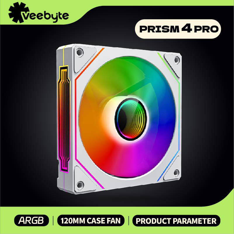 AliExpress Veebyte PRISM 4 PRO Computer Chassis Fan 120mm 5V 3PIN ARGB 4 Pin PWM Quiet Cooling Fan 12V Large Air Volume 45.2CFM/600-1500RPM, view 2
