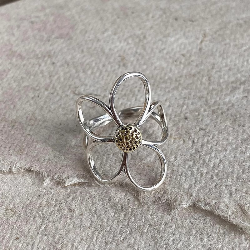 AliExpress VENTFILLE Hollow Flower Ring in 925 Silver, view 3