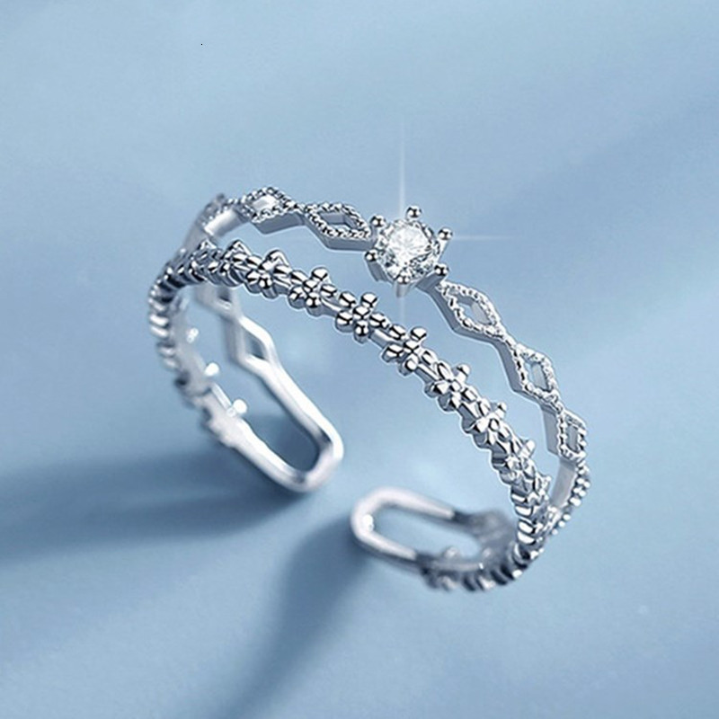 AliExpress VENTFILLE 925 Silver Flower Lace Adjustable Ring