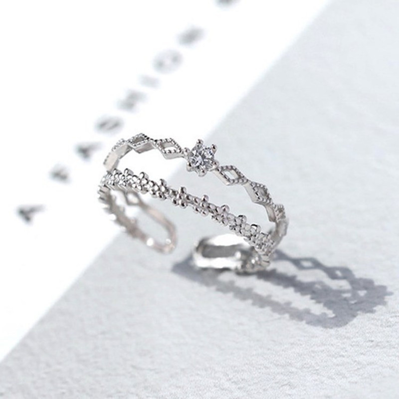 AliExpress VENTFILLE 925 Silver Flower Lace Adjustable Ring, view 3