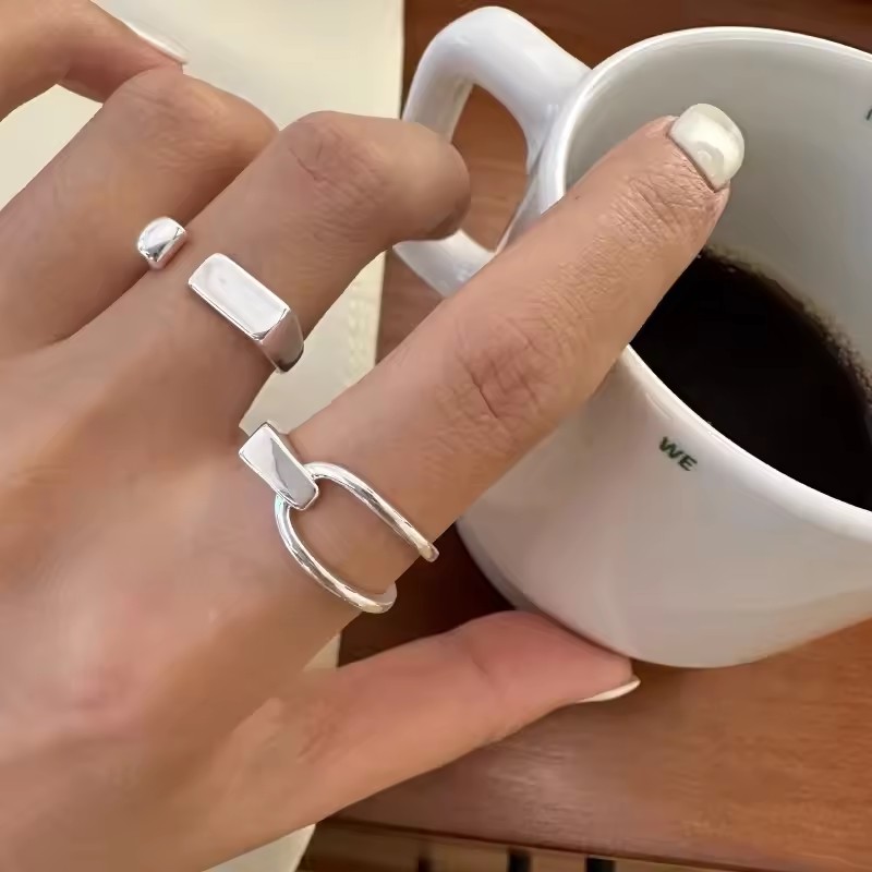 AliExpress VENTFILLE 925 Sterling Silver Hollow Couple Rings, view 2
