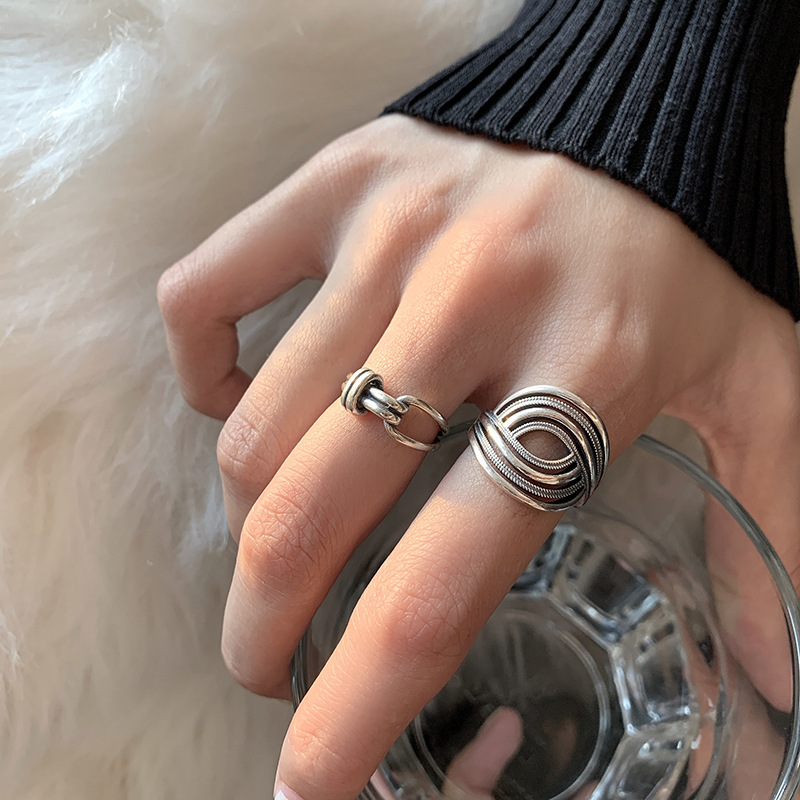 AliExpress VENTFILLE 925 Sterling Silver Hollow Couple Rings, view 6