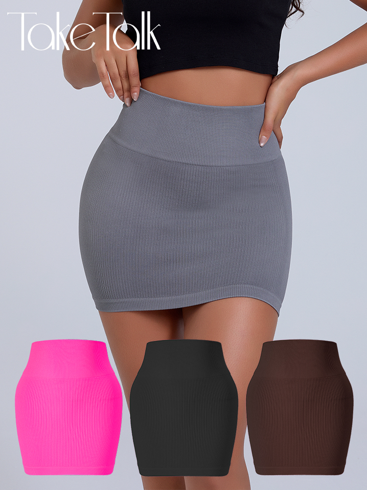 AliExpress Versatile Short Korean Skirt Solid Color Thin Elastic High Waist Vintage Sexy Slim All-match Short Skirts Casual Mini Skirt NEW