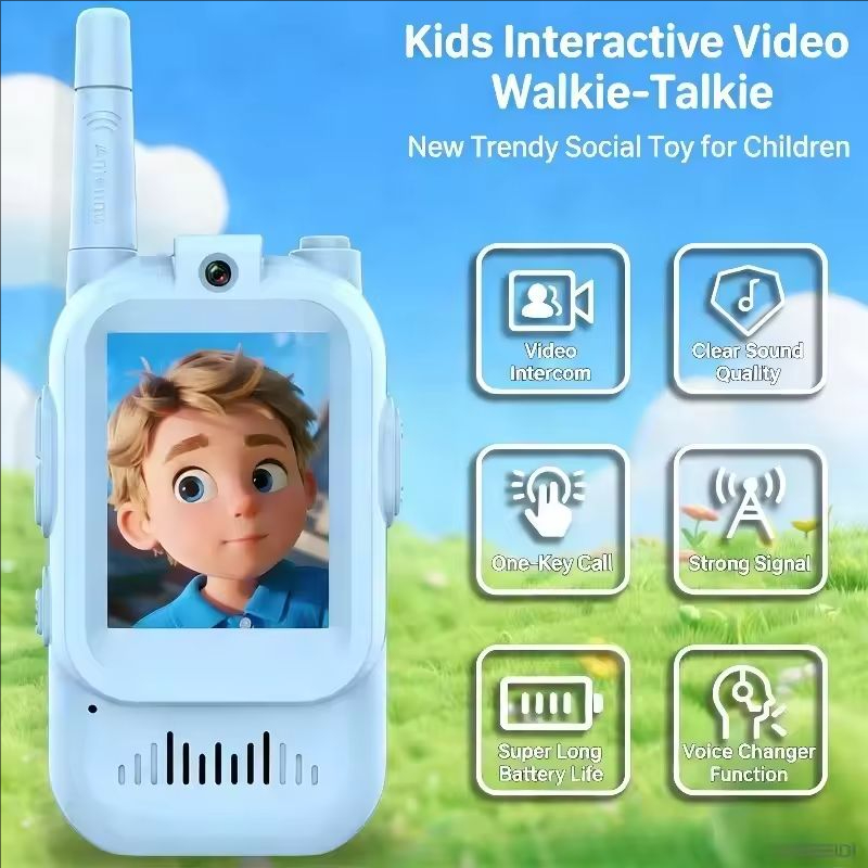 AliExpress Video Walkie Talkies for Kids 2 Pack Rechargeable Intercom Walkie-talkie Cute 2 Inch Screen One-Click Call Child Video Intercom, view 3