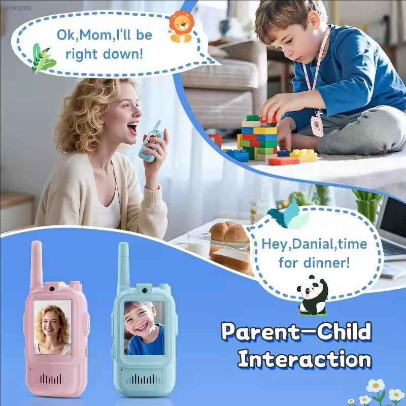 AliExpress Video Walkie Talkies for Kids 2 Pack Rechargeable Intercom Walkie-talkie Cute 2 Inch Screen One-Click Call Child Video Intercom, view 4