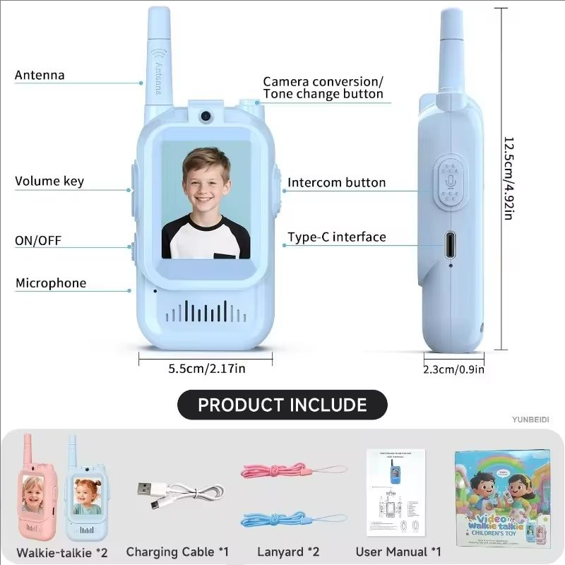 AliExpress Video Walkie Talkies for Kids 2 Pack Rechargeable Intercom Walkie-talkie Cute 2 Inch Screen One-Click Call Child Video Intercom, view 6
