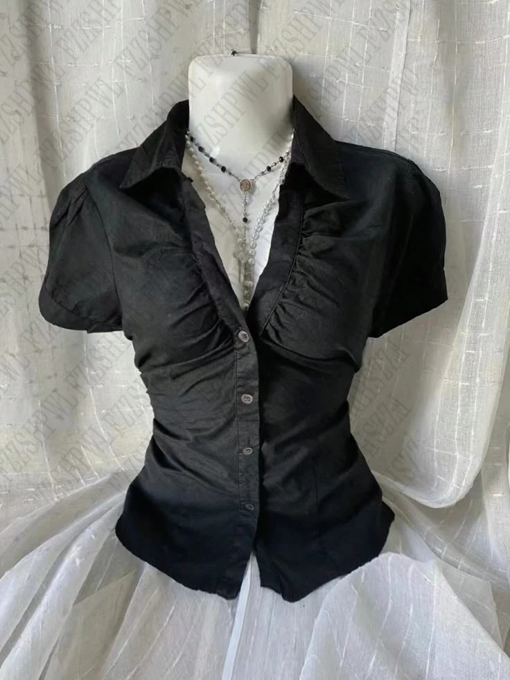 AliExpress Vintage Aesthetic Women Personality Y2K Slim Clothing Fashion Shirts Harajuku Short Sleeve Tops Female Hot Classic Casual Tee