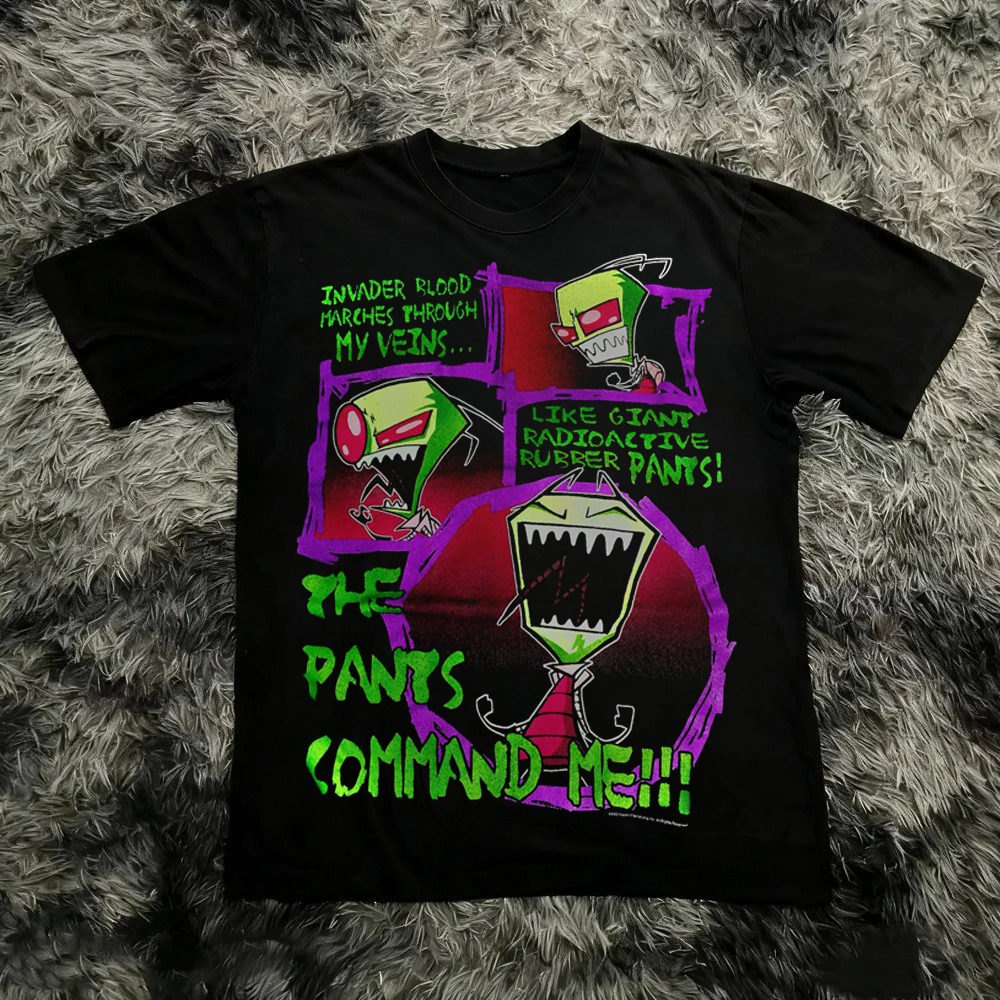AliExpress Vintage Invader Zim Cartoon Print Short Sleeve T-Shirt Retro Unisex Graphic Tee 90s Nostalgia Summer Streetwear Y2K Tee Top, view 2