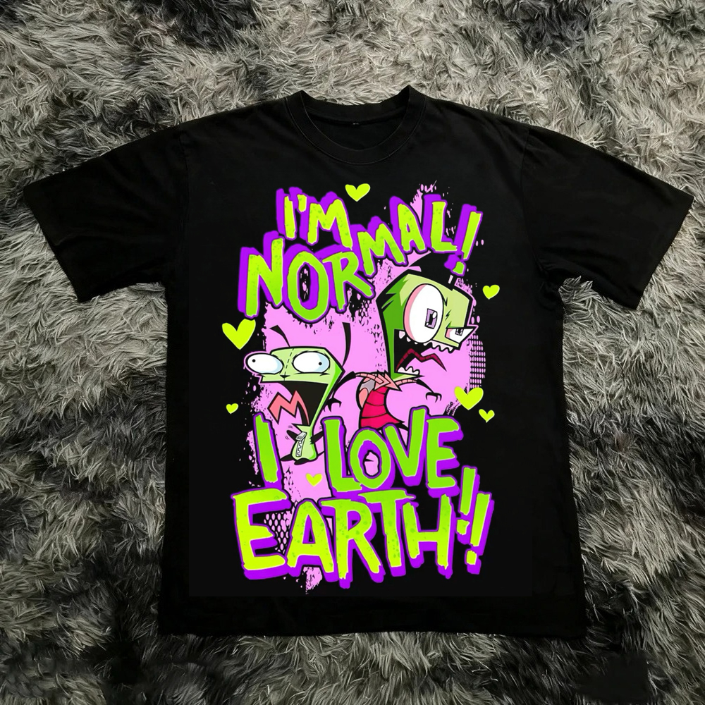 AliExpress Vintage Invader Zim Cartoon Print Short Sleeve T-Shirt Retro Unisex Graphic Tee 90s Nostalgia Summer Streetwear Y2K Tee Top, view 3