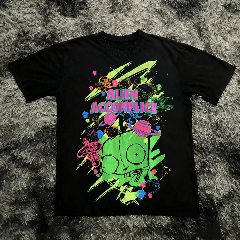 AliExpress Vintage Invader Zim Cartoon Print Short Sleeve T-Shirt Retro Unisex Graphic Tee 90s Nostalgia Summer Streetwear Y2K Tee Top, view 6