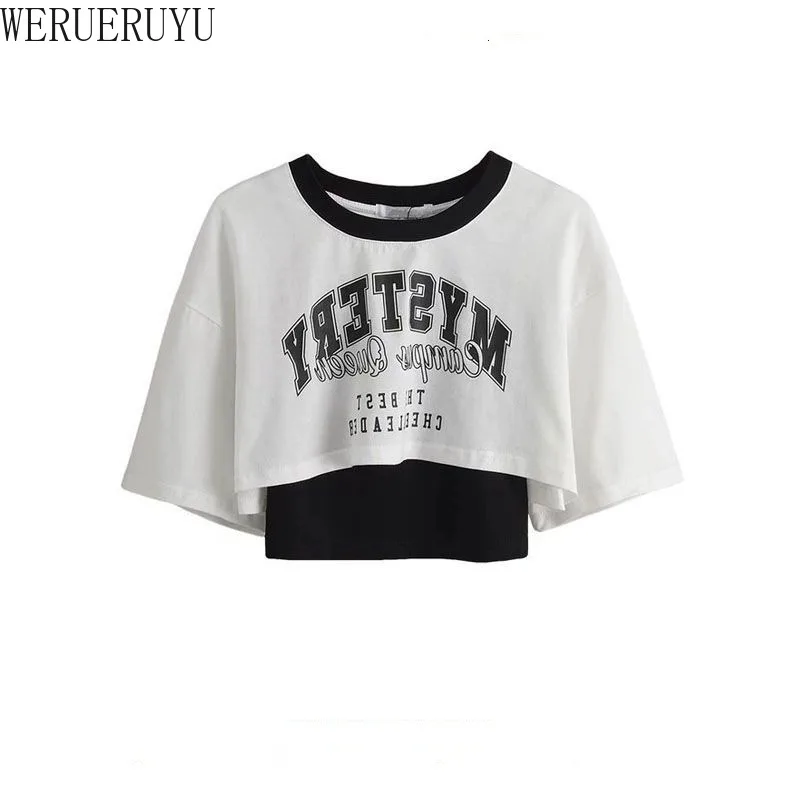 AliExpress Vintage Print Graphic T-shirt Women Crop Top Short Sleeve Y2k Clothes Summer Loose Sexy Short Two-piece T-shirt Set Womens 2025, view 5