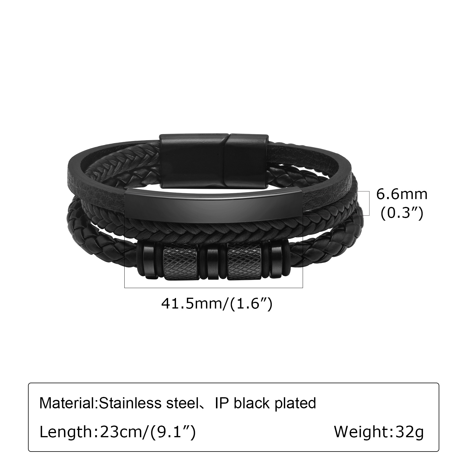 AliExpress Vnox Personalized Braided Leather Bracelet for Men, view 3