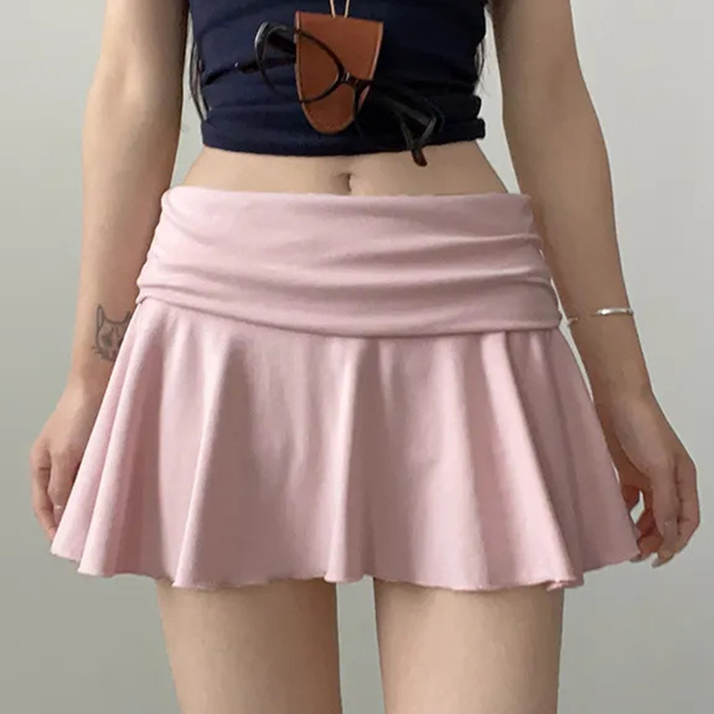 AliExpress Waist-Flipping Ruched Skirts Prevent Exposure Golf Sports Women Short Dress High Elasticity Athletic Short High Waist Skirt, view 2