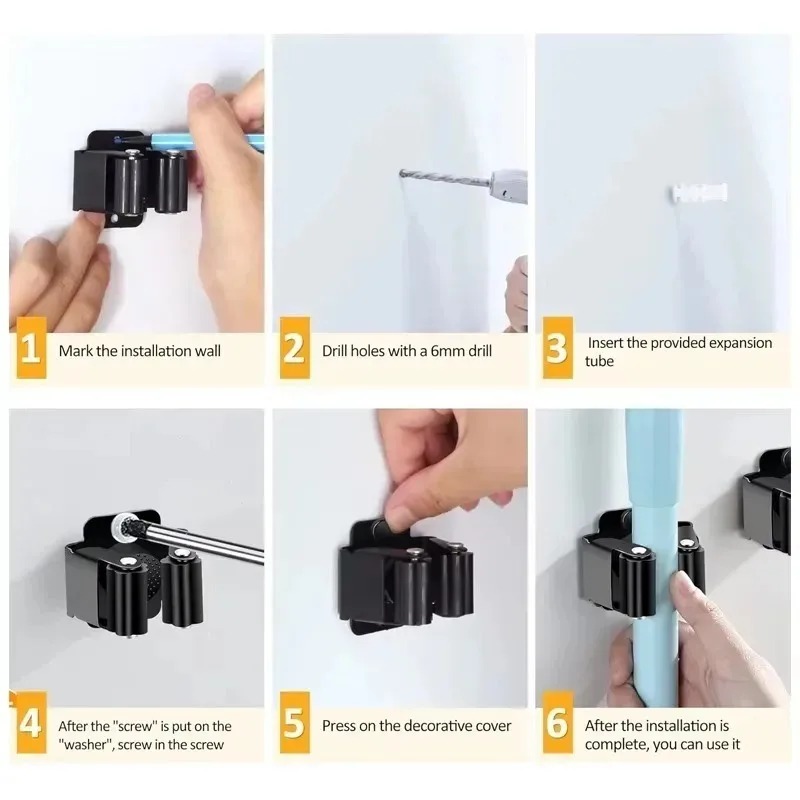 AliExpress Wall-Mounted Stainless Steel Mop and Broom Holder, view 6