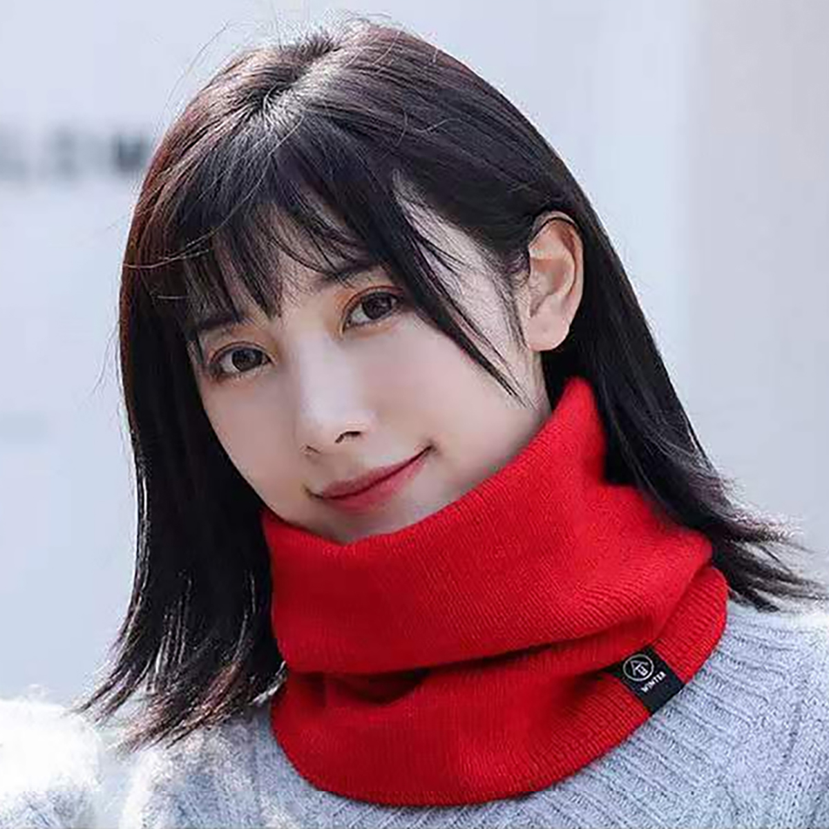 AliExpress Warm Knitted Scarf Thickened Windproof Winter Neck Gaiter Cap Cold-proof Outdoor Sport Skiing Running Men Women Tube Scarf Hat, view 4