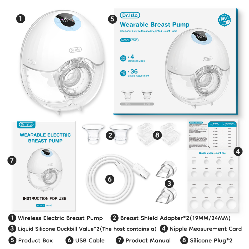 AliExpress Wearable Breast Pump Hands Free Electric Breast Pumps Comfort Milk Collector Lightweight with LED Display 4 Modes & 36 Levels, view 6