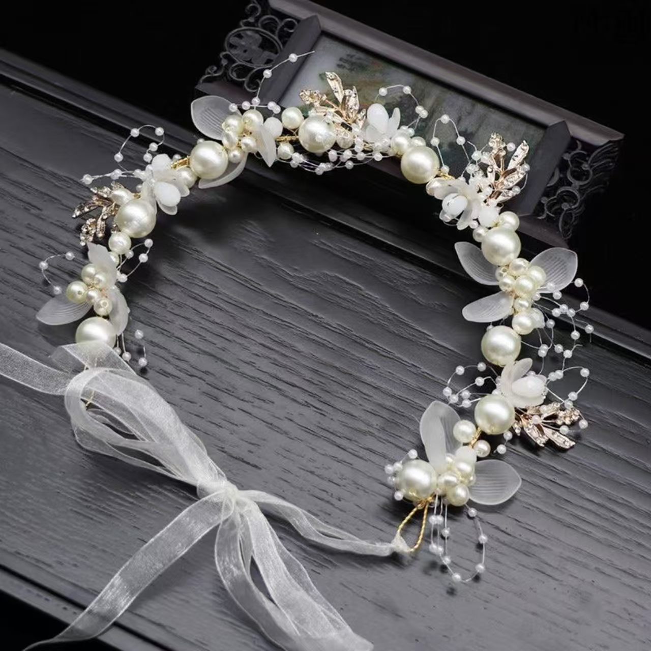 AliExpress Wedding Accessory Bride Crown Hair Crystal Jewelry Tiara With Pearls Flowers Wedding Crown Floral Pearl Bridal Headband, view 3